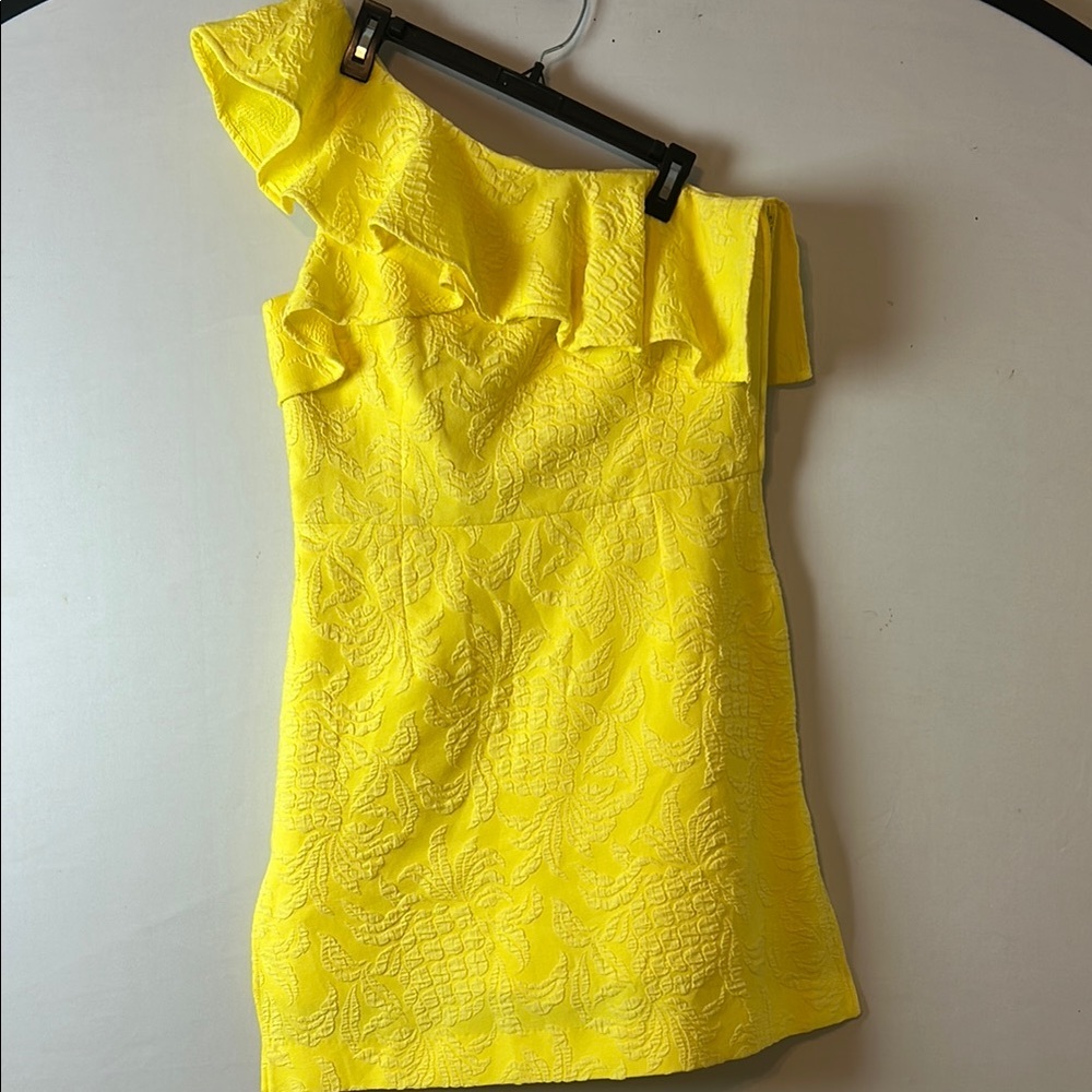 One-Shoulder Yellow Ruffle Romper - Picture 8 of 15